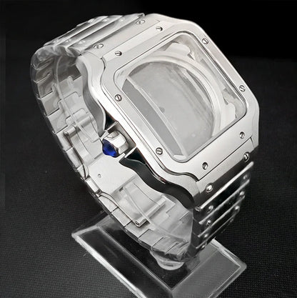 38mm 316L Stainless Steel Square Watch  Case Set for NH36 4R36 Movement