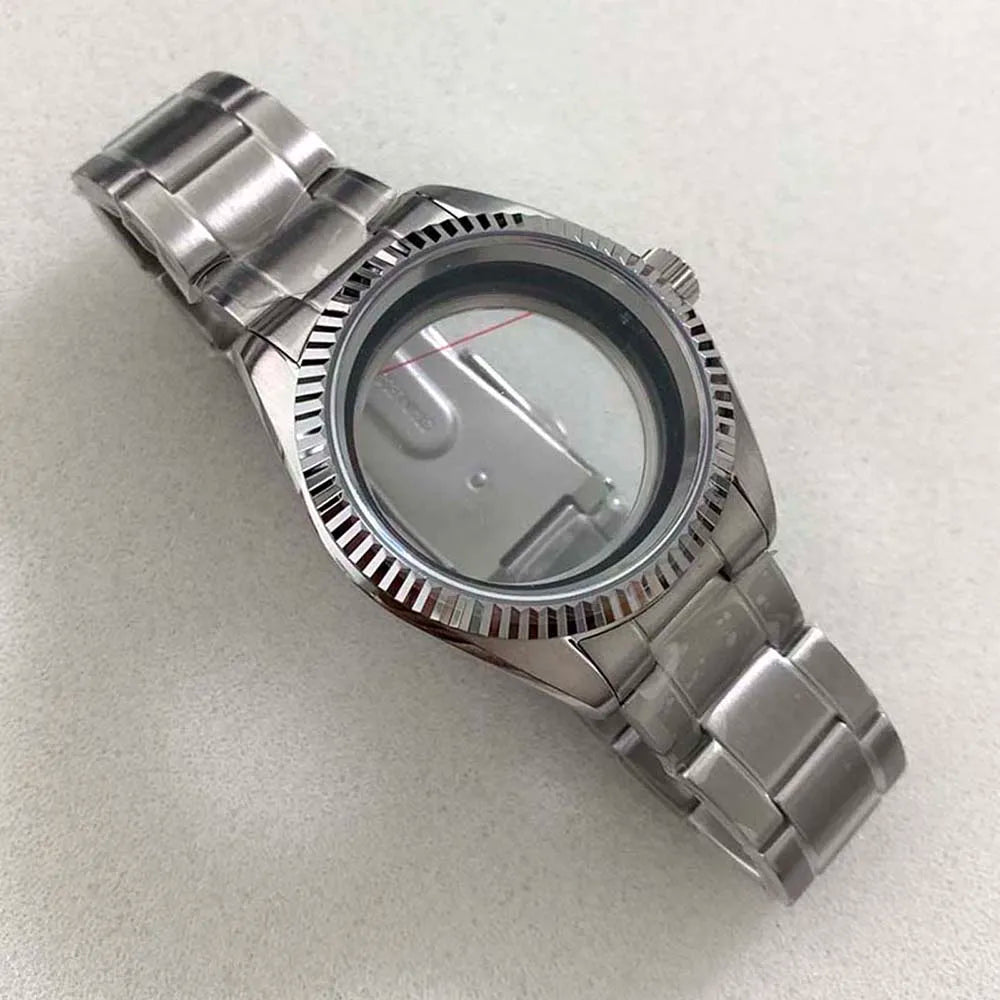 38MM Watch Case W/N Strap Transparent Bottom Shell Sapphire for NH35/36/4R/7S