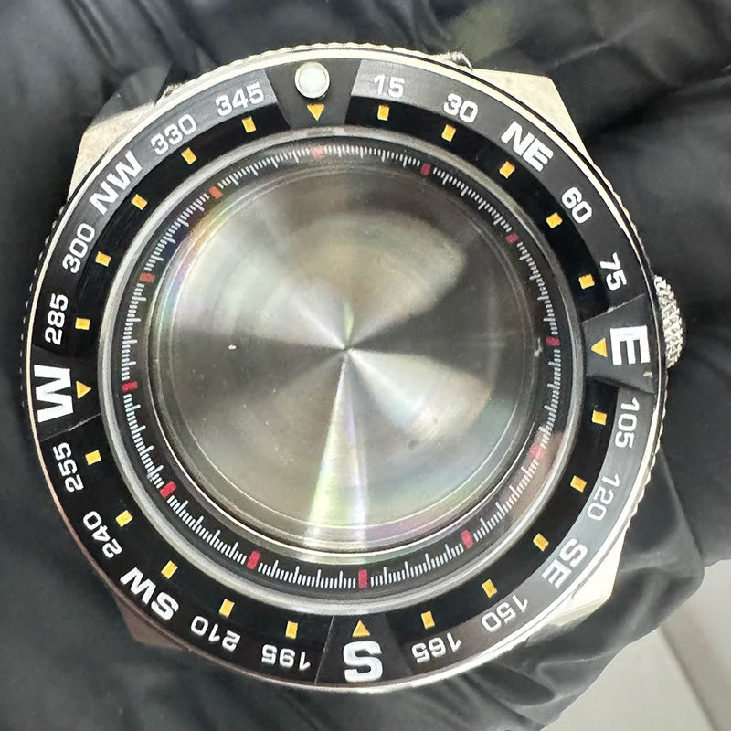 43mm Silver Case+Aluminum Bezel+BlackRed Chapter Ring Waterproof Fit NH35/NH36