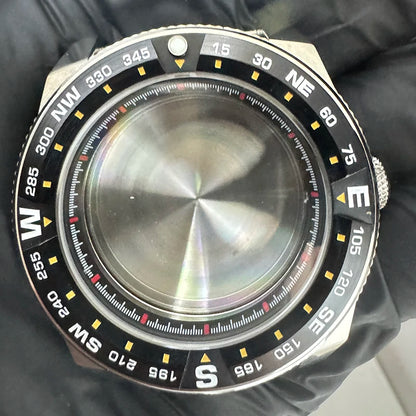 43mm Silver Case+Aluminum Bezel+BlackRed Chapter Ring Waterproof Fit NH35/NH36