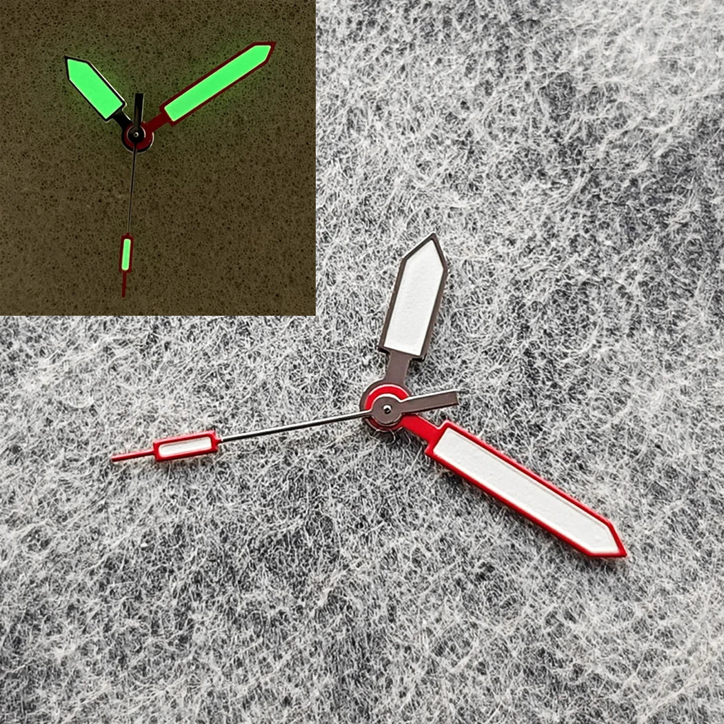 Silvery Red and White Green Luminous Watch Hands for NH35A/36/4R/7S Movement