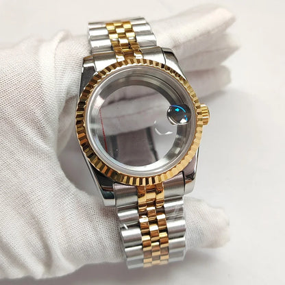 36/39mm Watch Case Transparent Back Cover with Date Window for NH35 NH36