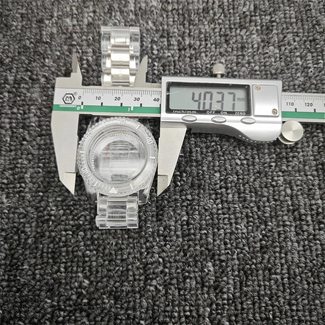 40mm Transparent Watch Case 20mm Bands Set Luminous Acrylic Case for NH35/NH36