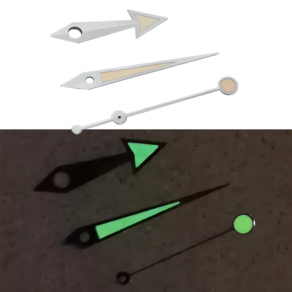 Modified Watch Hands Set with Green Luminous for NH34 NH35 NH36 4R 7S Movement