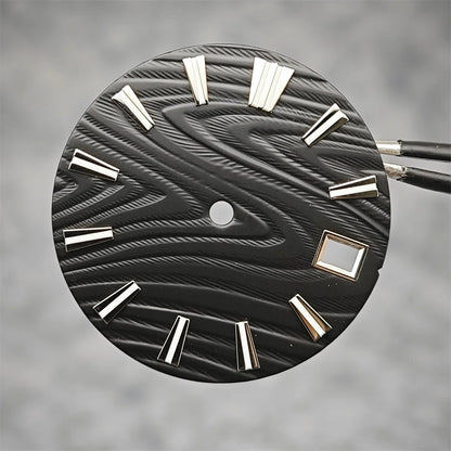 28.5mm Green Luminous Watch Dial Wood Texture for SKX007 NH35/NH36/4R/7S