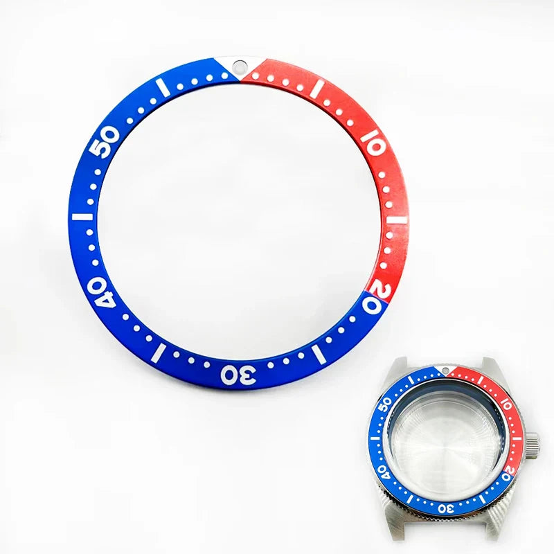 38mm Blue Red Flat Aluminum Watch Bezel Insert with C3 Lume for SKX007 SKX009
