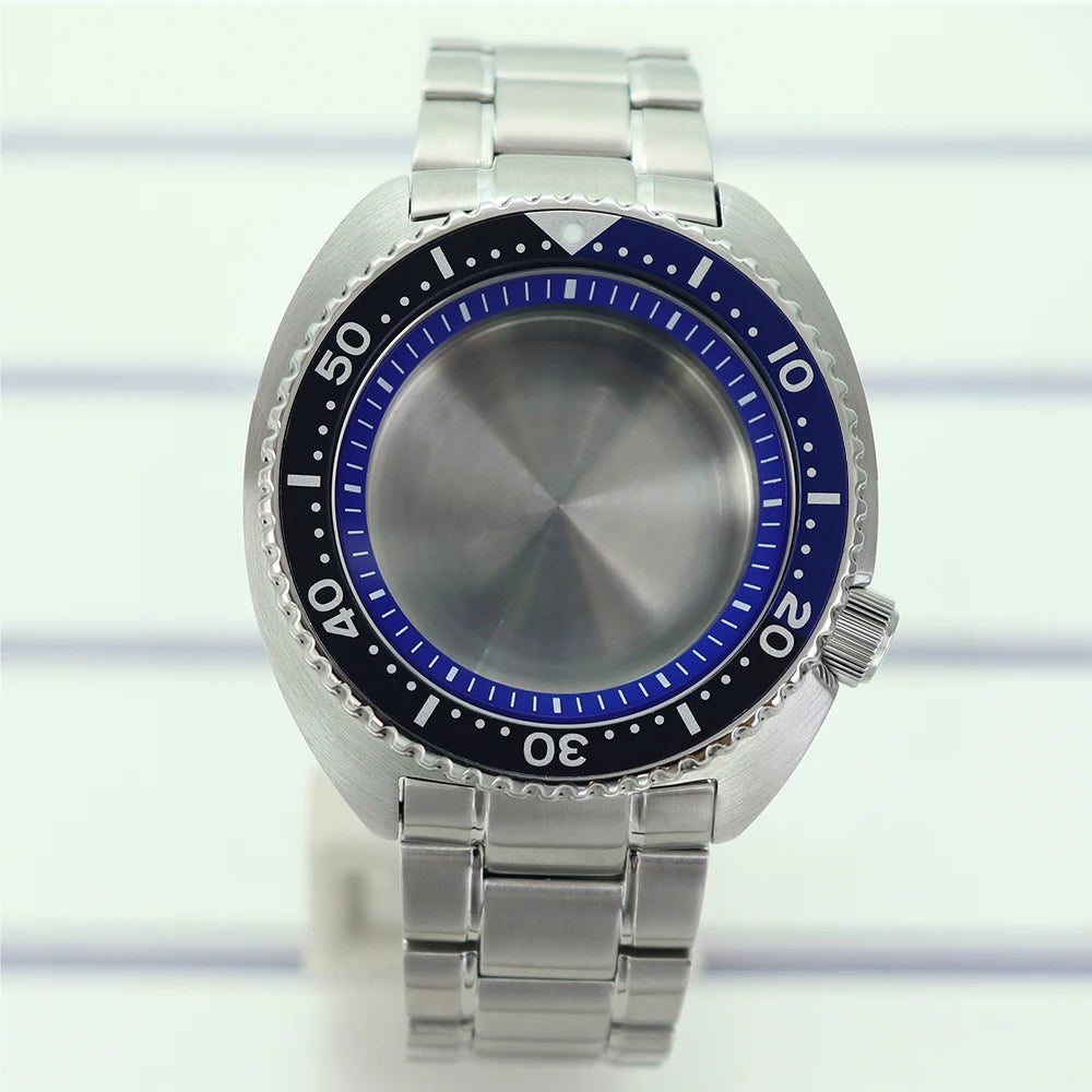 45mm Steel Watch Case Sapphire Glass For Mod skx big Abalone NH35 NH36 NH38