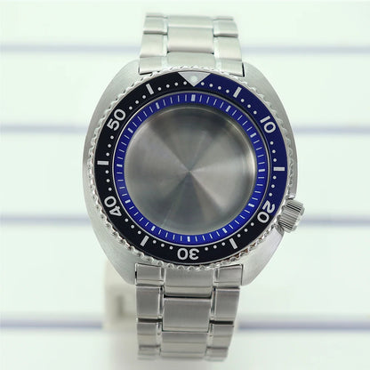 45mm Steel Watch Case Sapphire Glass For Mod skx big Abalone NH35 NH36 NH38