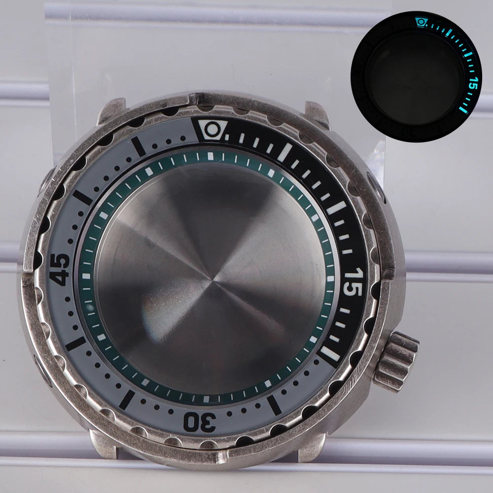 47mm Watch Case Sapphire Crystal For NH35/36 NH38 Modified Tuna Canned C3 Bezel