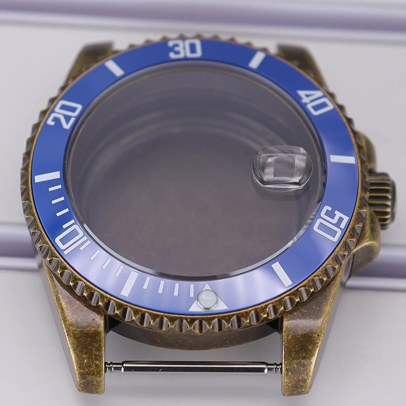 40mm Bronze SUB Watch Case Bezel For NH35/36 GMT NH34/38 4R36 Sapphire Crystal