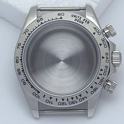 316L Steel 39mm Silver Watch Case Sapphire Glass Ceramic/Steel Bezel Fit VK63