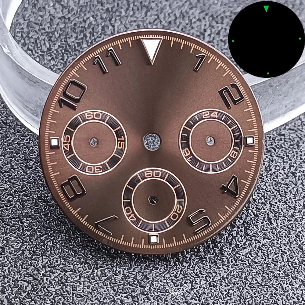 29.5mm C3 Green Luminous Timer Multicolor Watch Dial Suitable For VK63 Movement