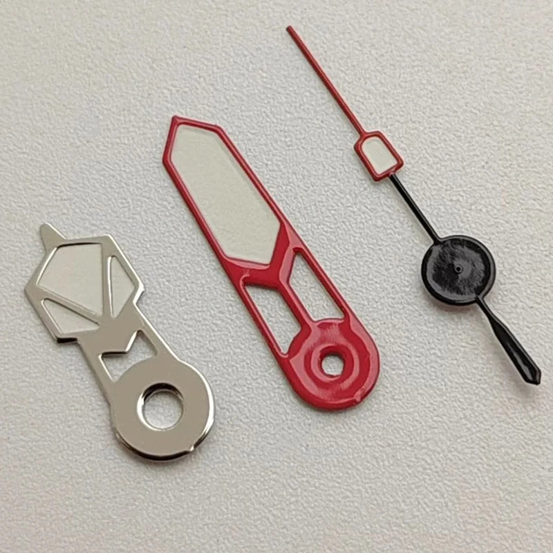 Modified Green Luminous Silver-Red-Black Watch Hands for NH35/NH36/4R/7S