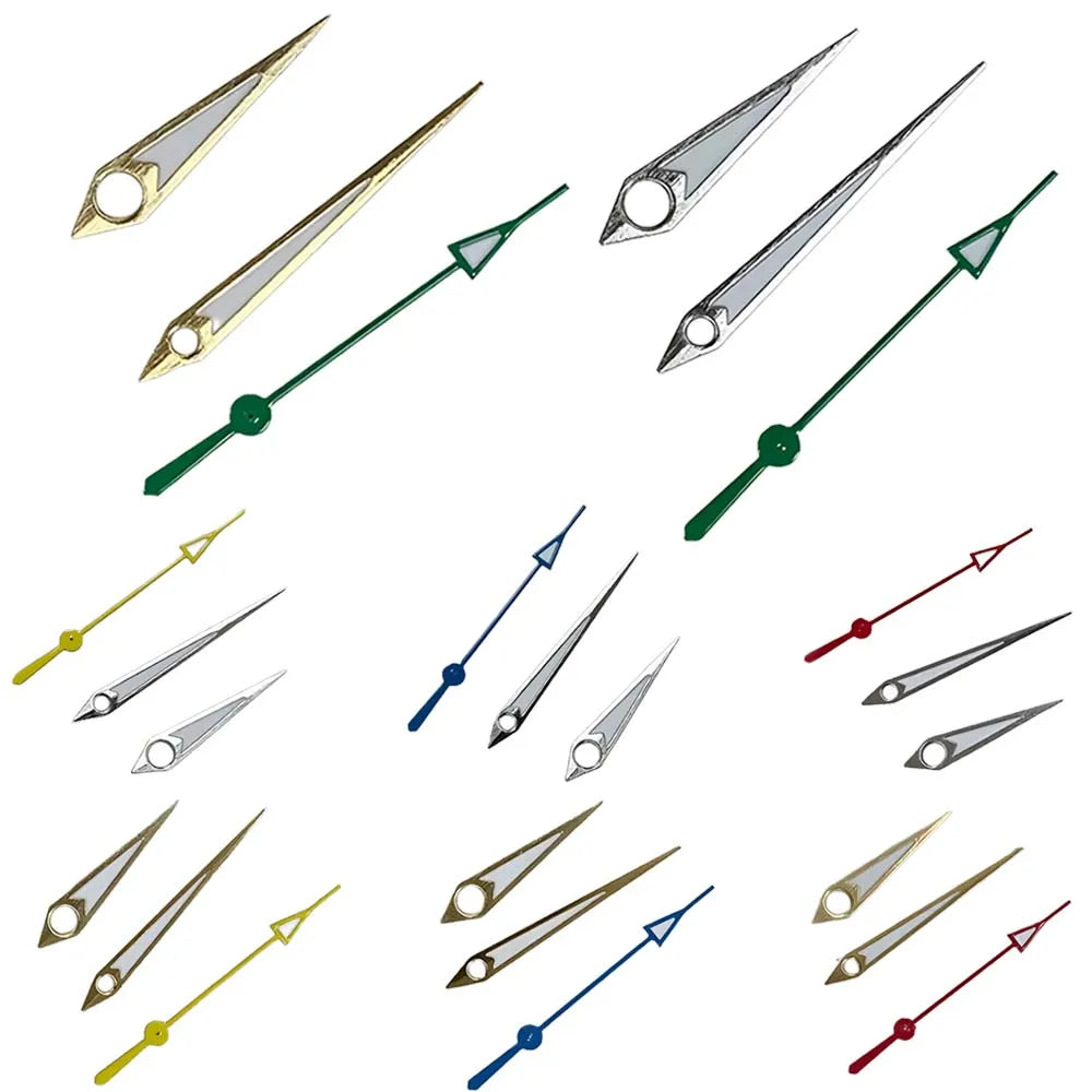 Colored Watch Hands Green Luminous 3Pins Needles for NH35 NH36 4R 7S Movement