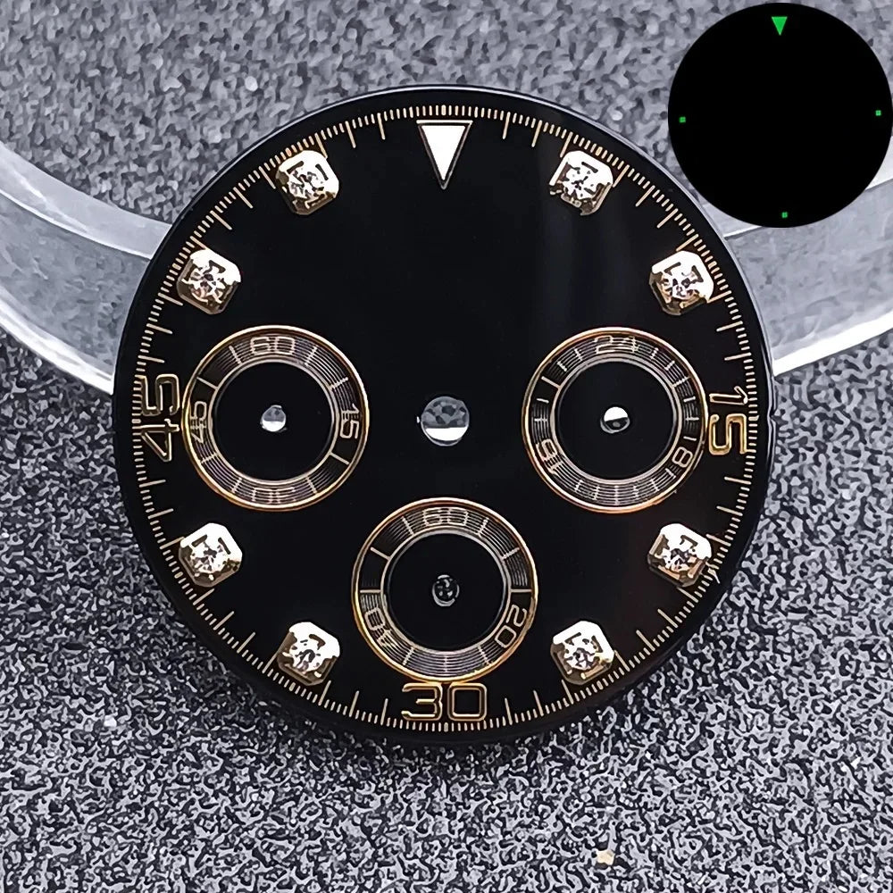 29.5mm C3 Green Luminous Timer Multicolor Watch Dial Suitable For VK63 Movement
