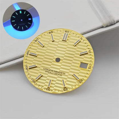 28.5mm Watch Dial Metallic Texture Surface Log BGW9 Luminous for NH35 Movement