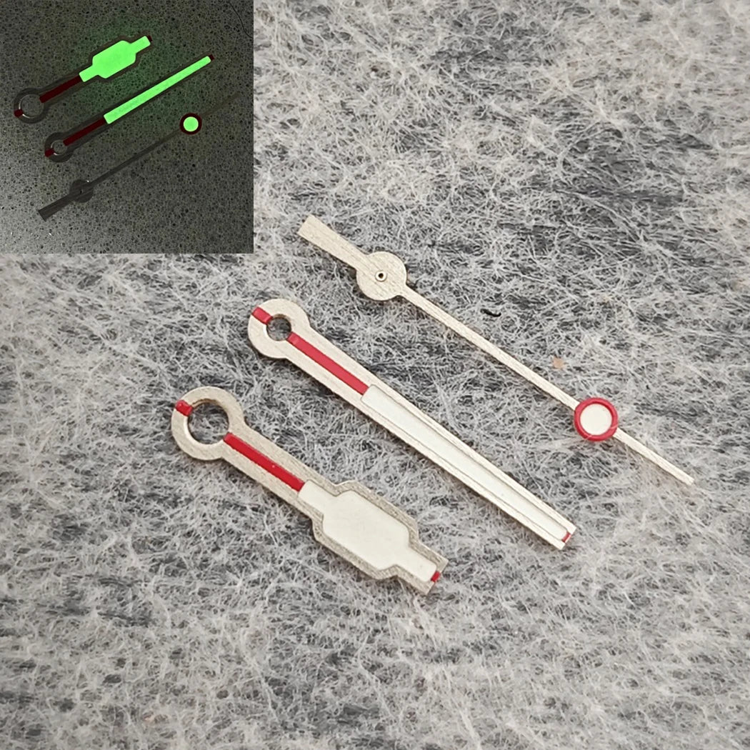 Modified Silver Trim Green Luminous Watch Hands  for NH35 NH36 4R 7S  Movement