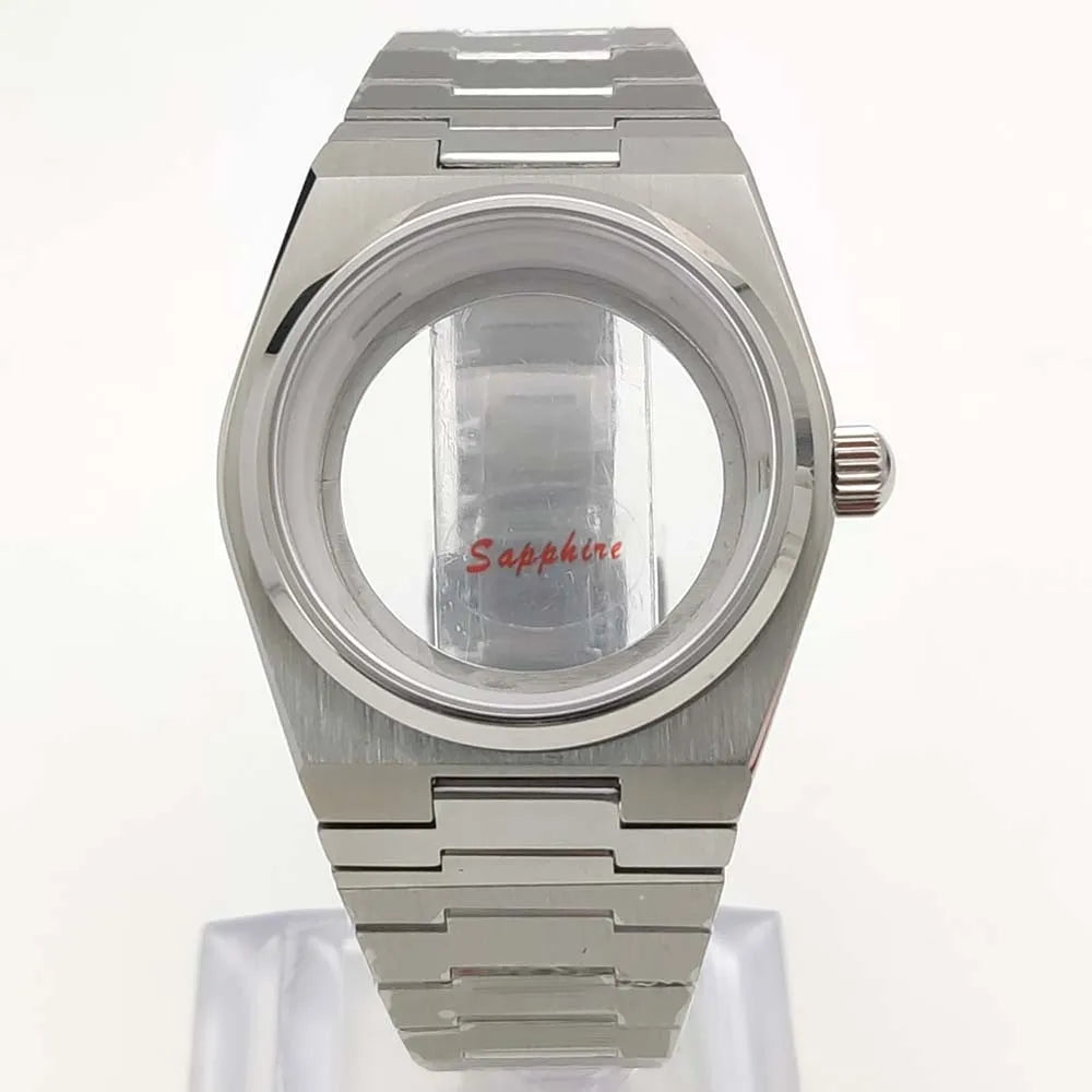 40MM Transparent Bottom Steel  Watch Case Sapphire Strap Set for NH35/36/38/70