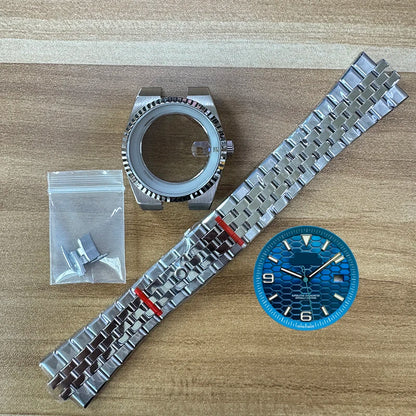 39.5mm Land-Dweller Watch Case Set Strap+Dial+Hands Lume Sapphire Glass Fit NH35