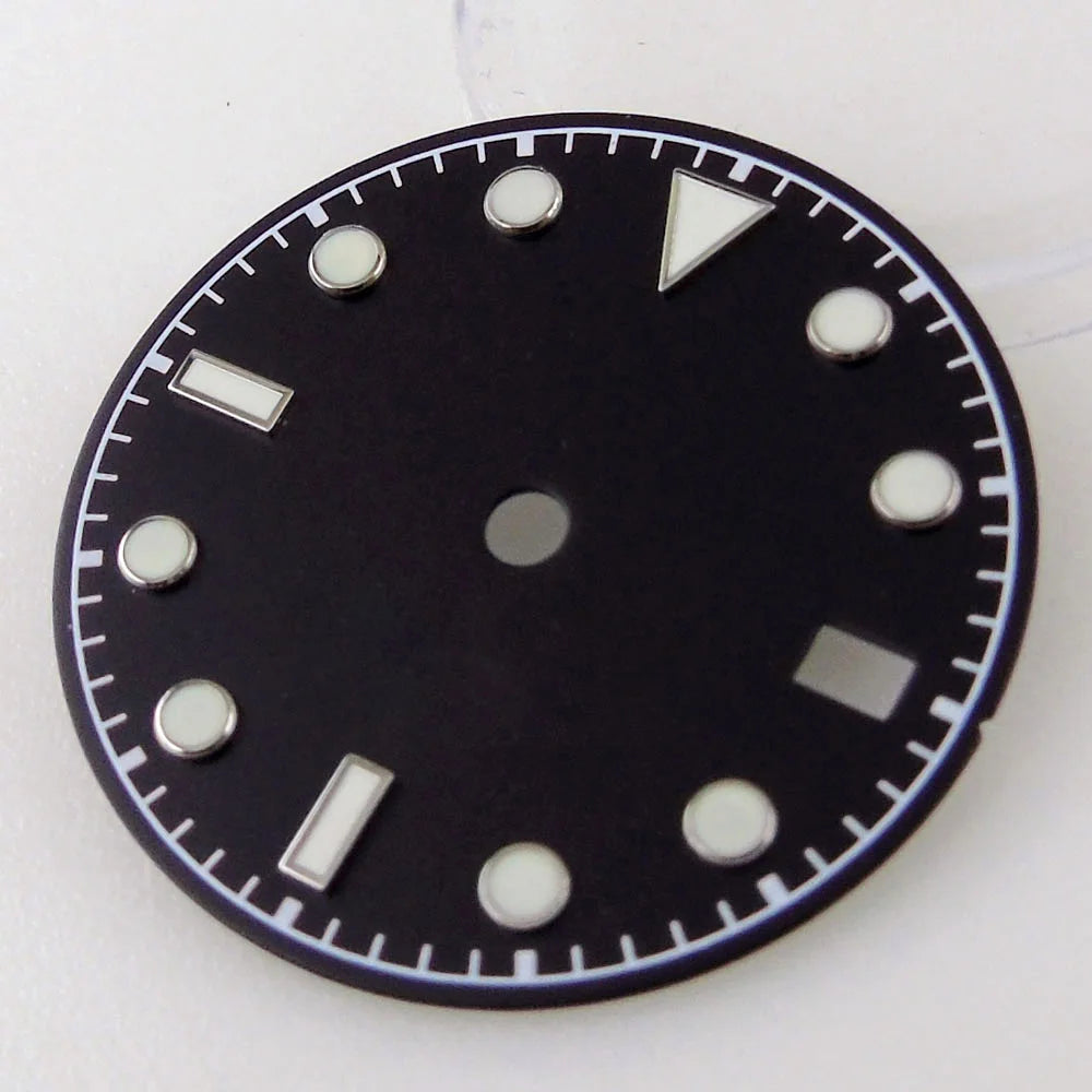 3/3.8 clock Nologo NH34 Watch Dial 29mm White Blue Black Plate Steel Part for NH34 GMT Watch Mod Snow Flake Hand Green Luminous