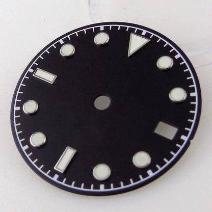 3/3.8 clock Nologo NH34 Watch Dial 29mm White Blue Black Plate Steel Part for NH34 GMT Watch Mod Snow Flake Hand Green Luminous