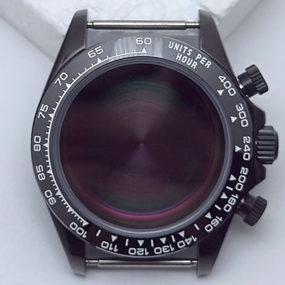 316L Steel 39mm Black Watch Case Sapphire Glass Ceramic/Steel Bezel Fit VK63
