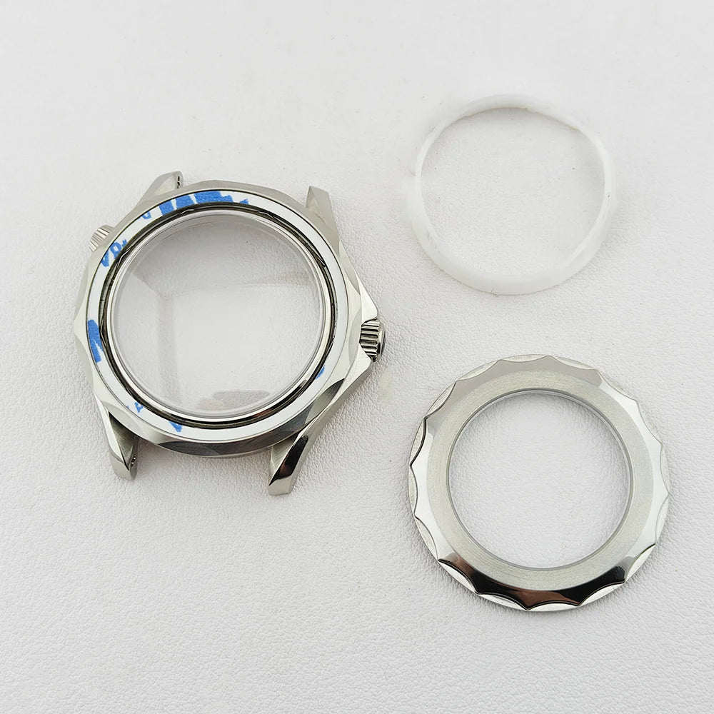 42MM Diving Watch Case Sapphire Glass Unidirectional Rotating Bezel For NH35