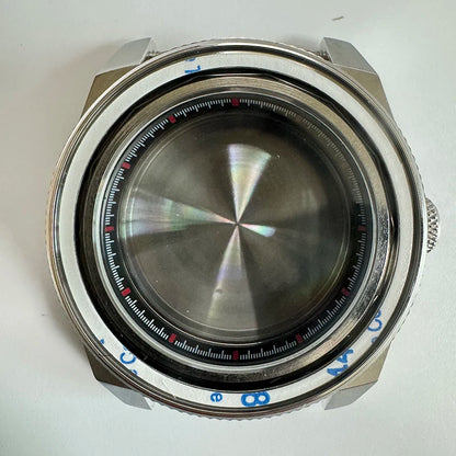 43mm Silver Case+Aluminum Bezel+BlackRed Chapter Ring Waterproof Fit NH35/NH36