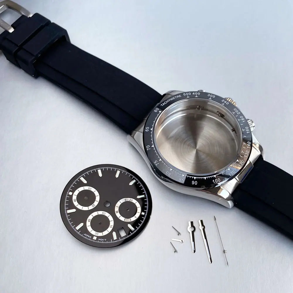 39mm Steel Case+Dial+movt+band with Sapphire Glass Set for VK63 VK64 Movement