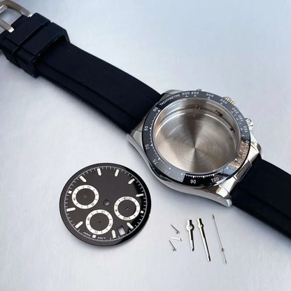 39mm Steel Case+Dial+movt+band with Sapphire Glass Set for VK63 VK64 Movement
