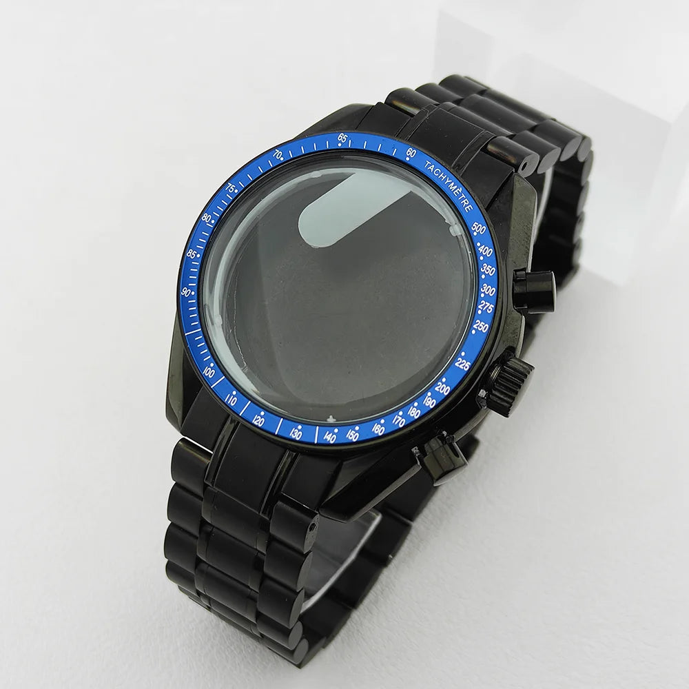 39.7mm Case 20mm Strap for VK63 Watch Head Silver Black Assembled Case Moon Case