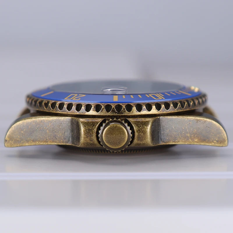 Bronze 40mm Watch Case Ceramic Bezel For SUB NH35/36/34/38/70 Sapphire Glass