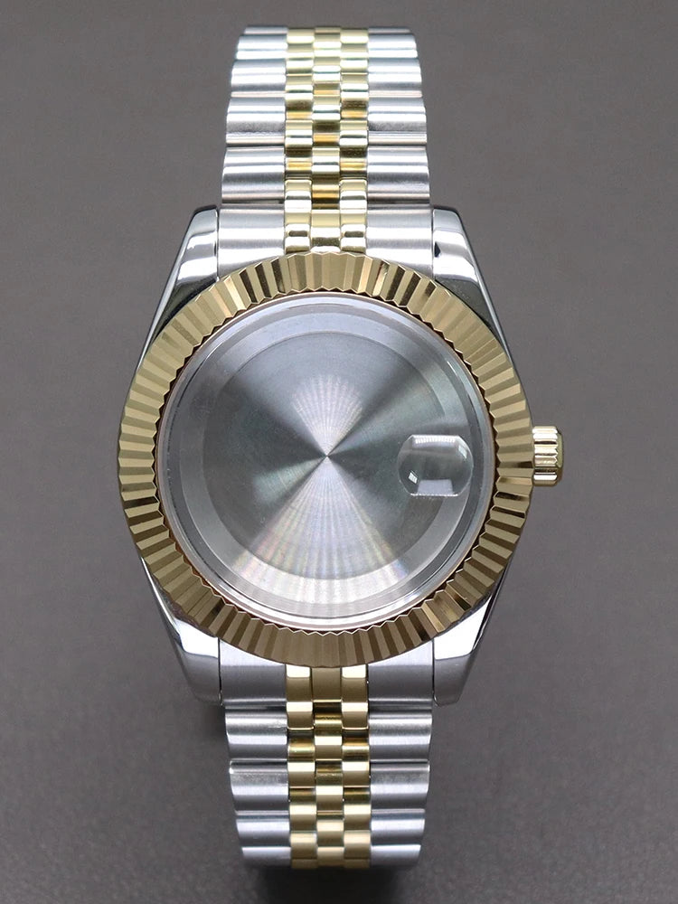 36/40mm Fluted Watch Case Sapphire Glass For NH35/36 Miyota 8215 28.5mm Datejust