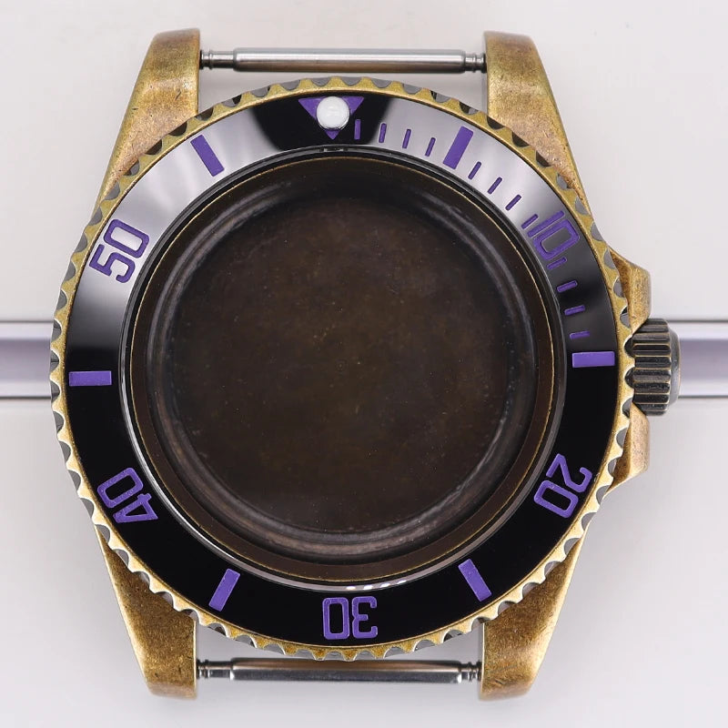Bronze 40mm Watch Case Ceramic Bezel For SUB NH35/36/34/38/70 Sapphire Glass