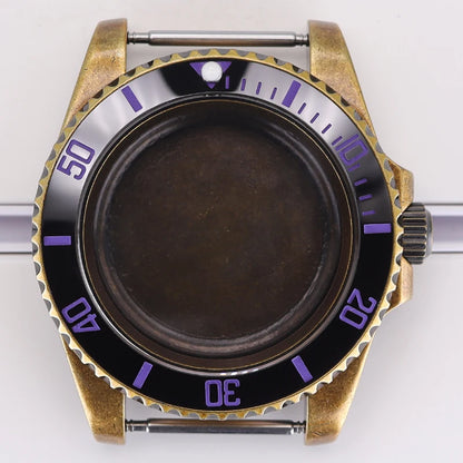Bronze 40mm Watch Case Ceramic Bezel For SUB NH35/36/34/38/70 Sapphire Glass