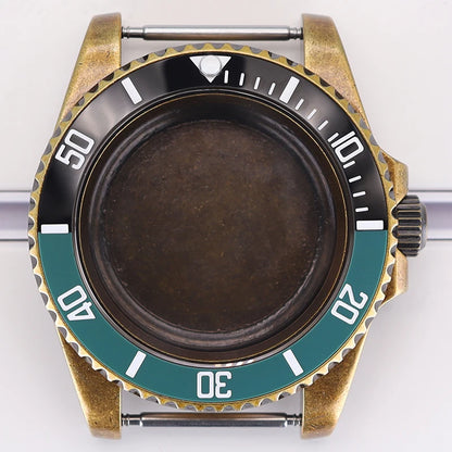 Bronze 40mm Watch Case Ceramic Bezel For SUB NH35/36/34/38/70 Sapphire Glass