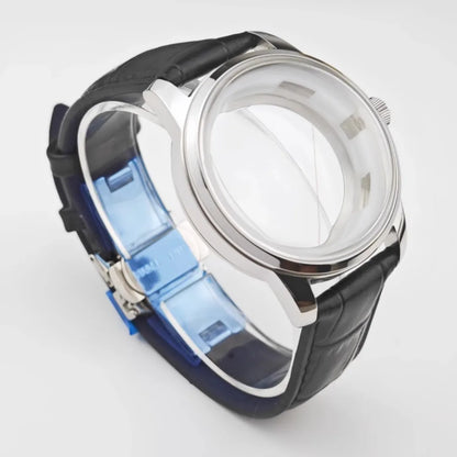 40mm Watch Case & Leather Watch Strap Set Stainless Steel Cocktail Case for NH35