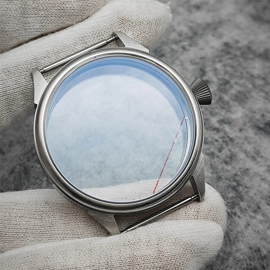 42mm Brushed Watch Case with Transparent Back for ETA 6497/6498 ST3600/ST3620