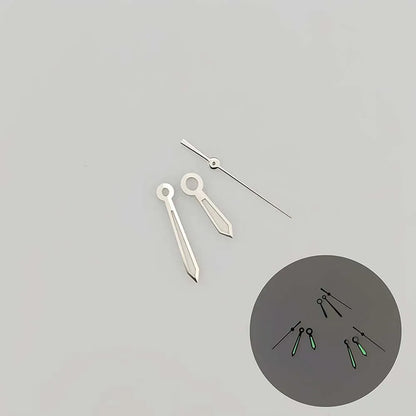 Modified Watch Hands Black/Silver/Blue Green Luminous for NH35/NH36 Movement