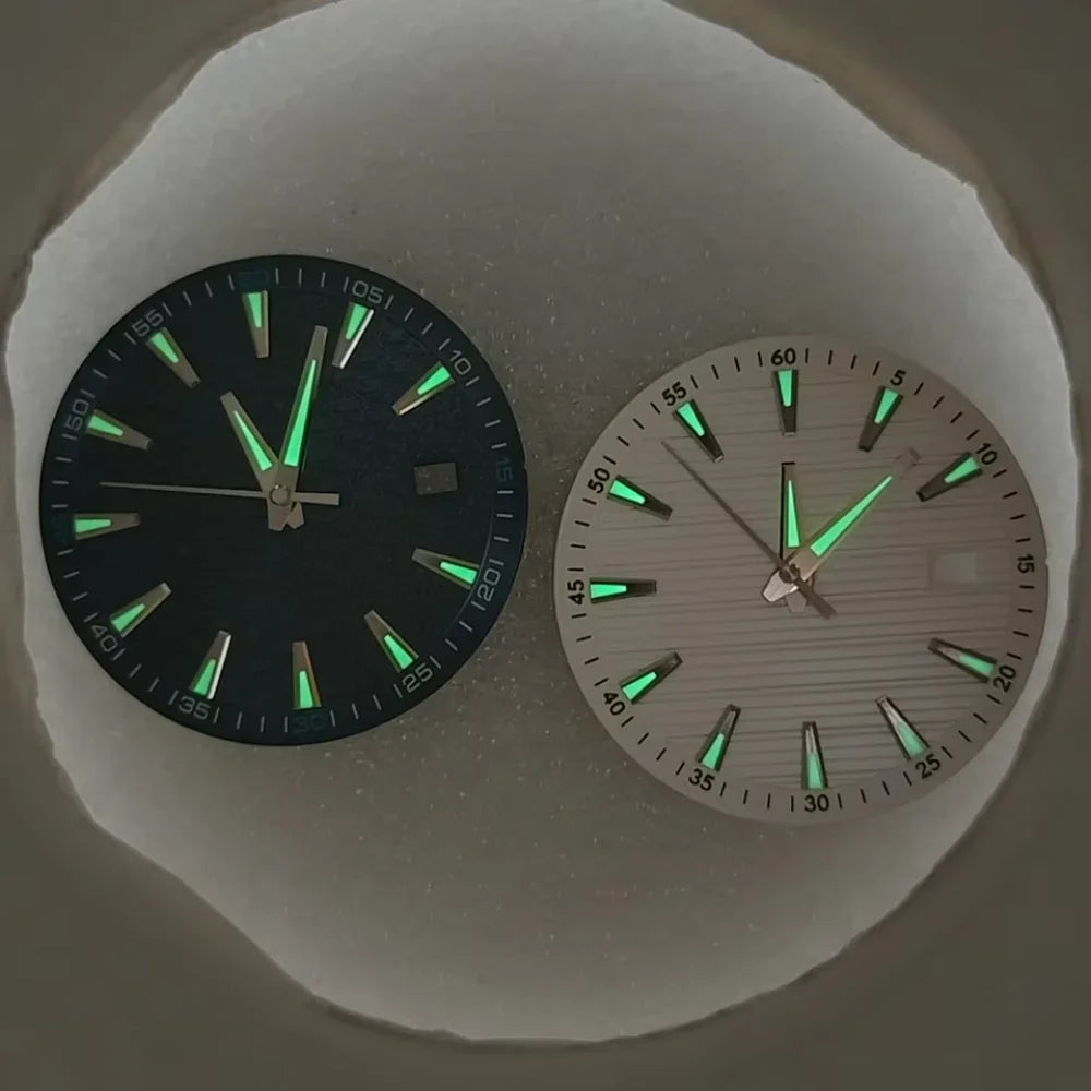 33.5mm Geometric Green Luminous Watch Dial+Hands for NH35 NH36 4R 7S Movement