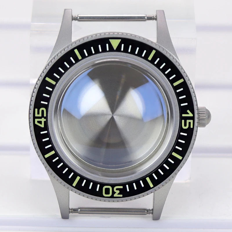 40mm Blasting Sand Cases Luminous Bezel Bubble Sapphire Fit NH35 NH36 NH38 4R36