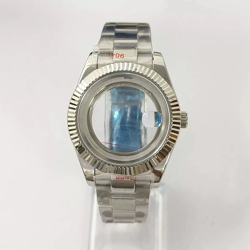 316L Steel 41mm Silver Classic Style Watch Case+Strap 28.5mm Dial Fit 8285