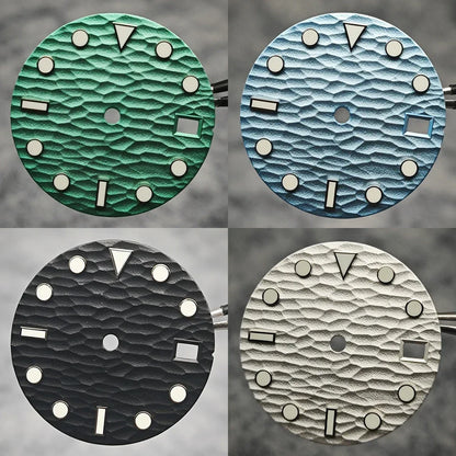 28.5mm Watch Dial Sea Wave Surface Green Luminous with Date for NH35/36/4R/7S