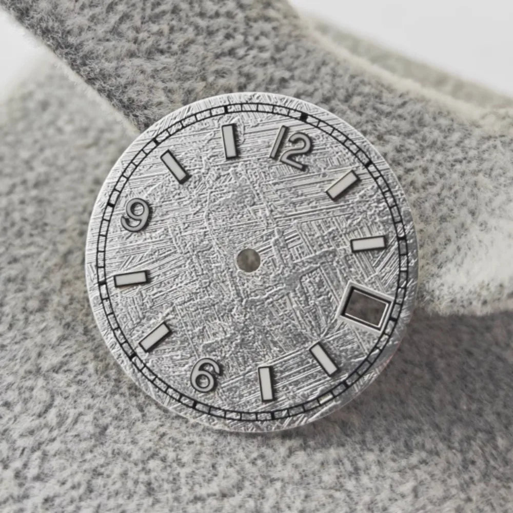 28.5MM Watch Dial Meteorite Pattern with Digital Scale Blue Luminous for NH35/36