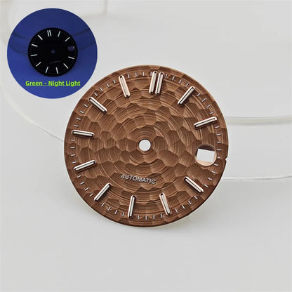 28.5mm Honeycomb Textured Surface Green Luminous Watch Dial for NH35 Movement