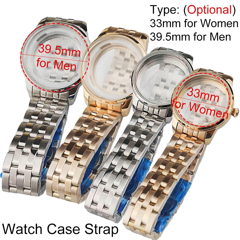 33/39.5mm Watch Case Strap for NH35 NH36 Modified 316L Steel Case Watchband