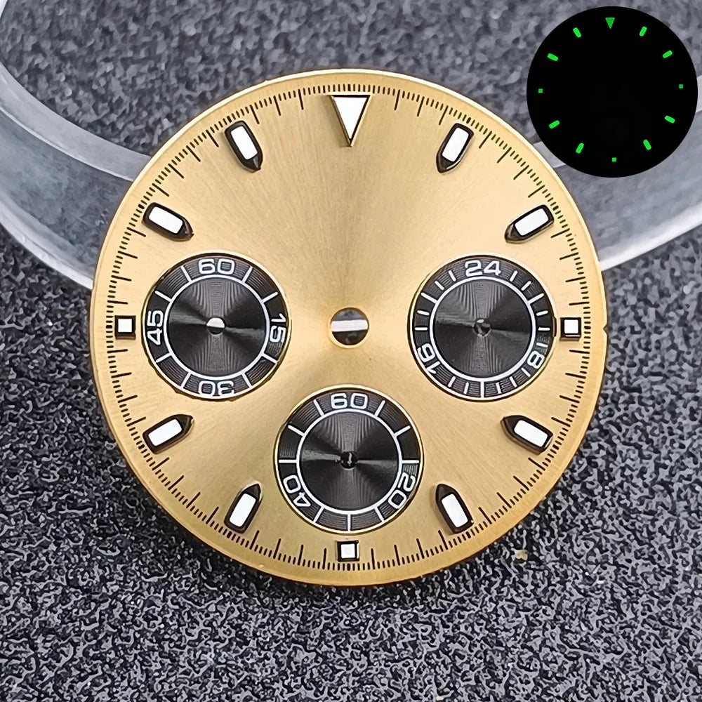 29.5mm C3 Green Luminous Timer Multicolor Watch Dial Suitable For VK63 Movement