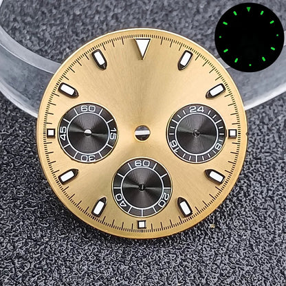 29.5mm C3 Green Luminous Timer Multicolor Watch Dial Suitable For VK63 Movement