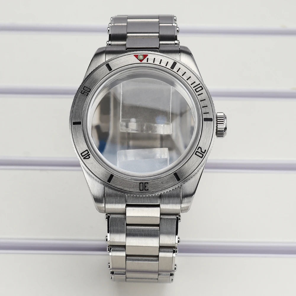 Silver 38mm Men Watch Case 316L Steel Sapphire Glass For NH35 NH36 NH38 4R36