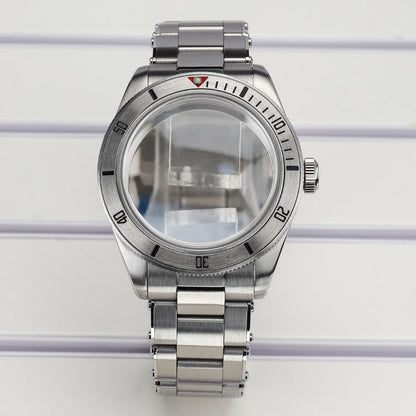 Silver 38mm Men Watch Case 316L Steel Sapphire Glass For NH35 NH36 NH38 4R36